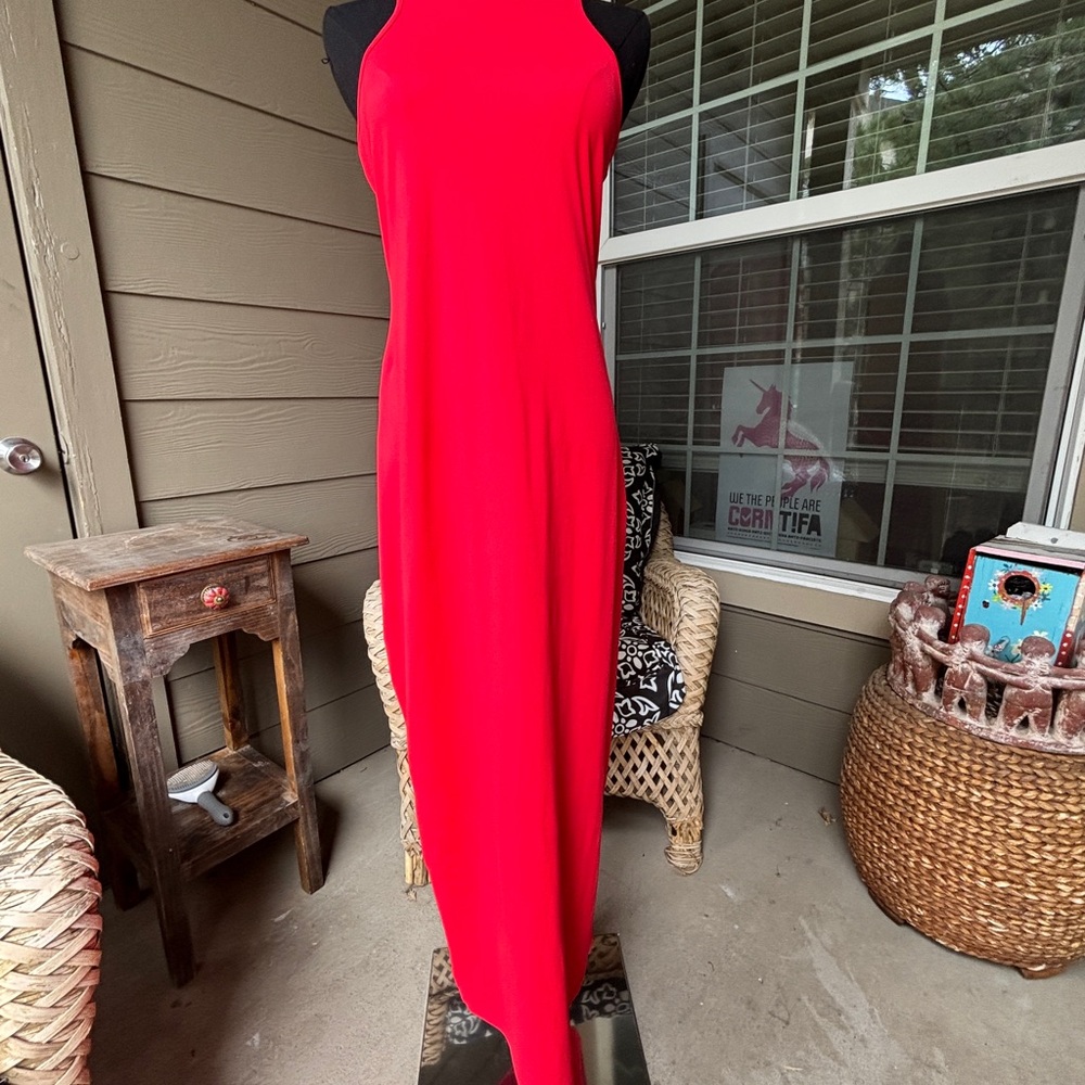 Susana Monaco Halter Low Back Slit Dress